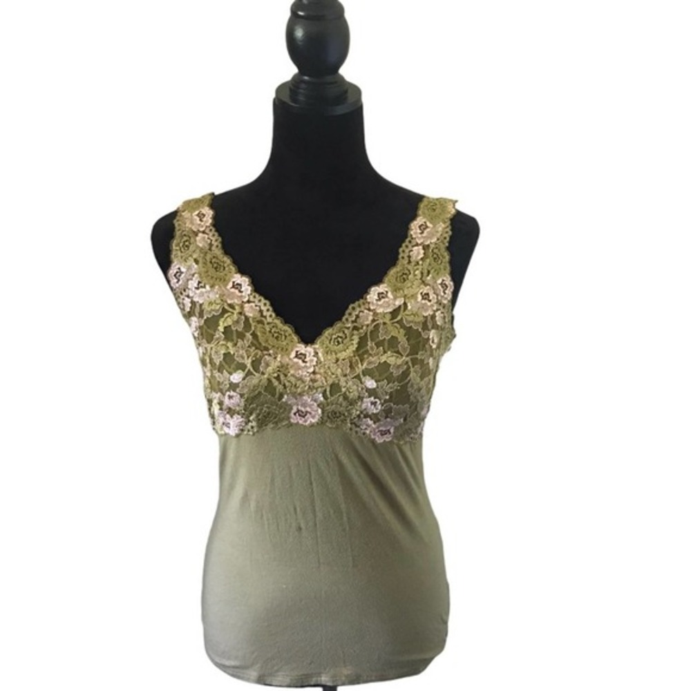 Josie Natori Green Lace Camisole Size Small